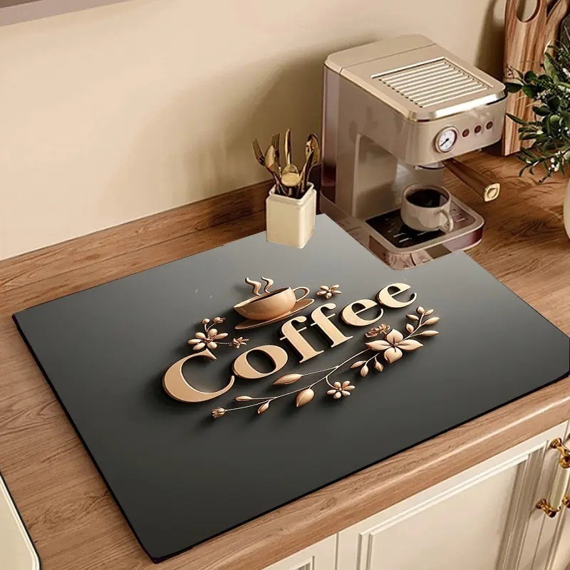 Bar Mat Rubber - แผ่นรองซับน้ำลายกาแฟ แผ่นรองกันลื่นในครัว แผ่นรองแห้งเร็ว แผ่นรองน้ำในห้องน้ำ แผ่นรองจาน ตกแต่ง